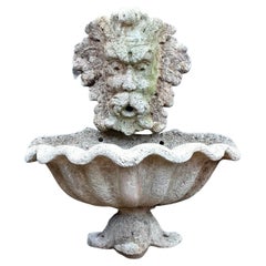 Vintage Coastal Cast Stone Clamshell Fountain