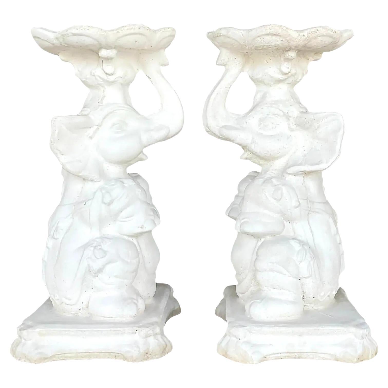 Midcentury French Pair of Cement Garden Stools at 1stDibs