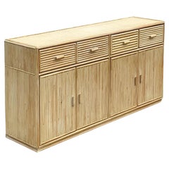 Vintage Coastal Cerused Bamboo Credenza