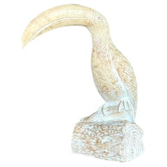 Tucán de madera tallada Vintage Coastal Cerused