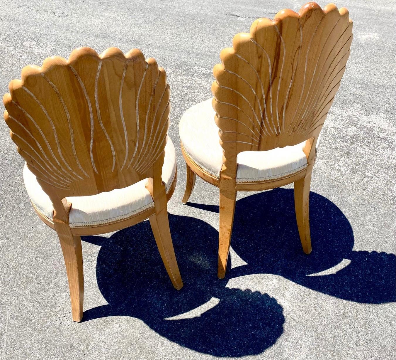 Vintage Coastal Cerused Grotto Dining Chairs. Set Of 4 3