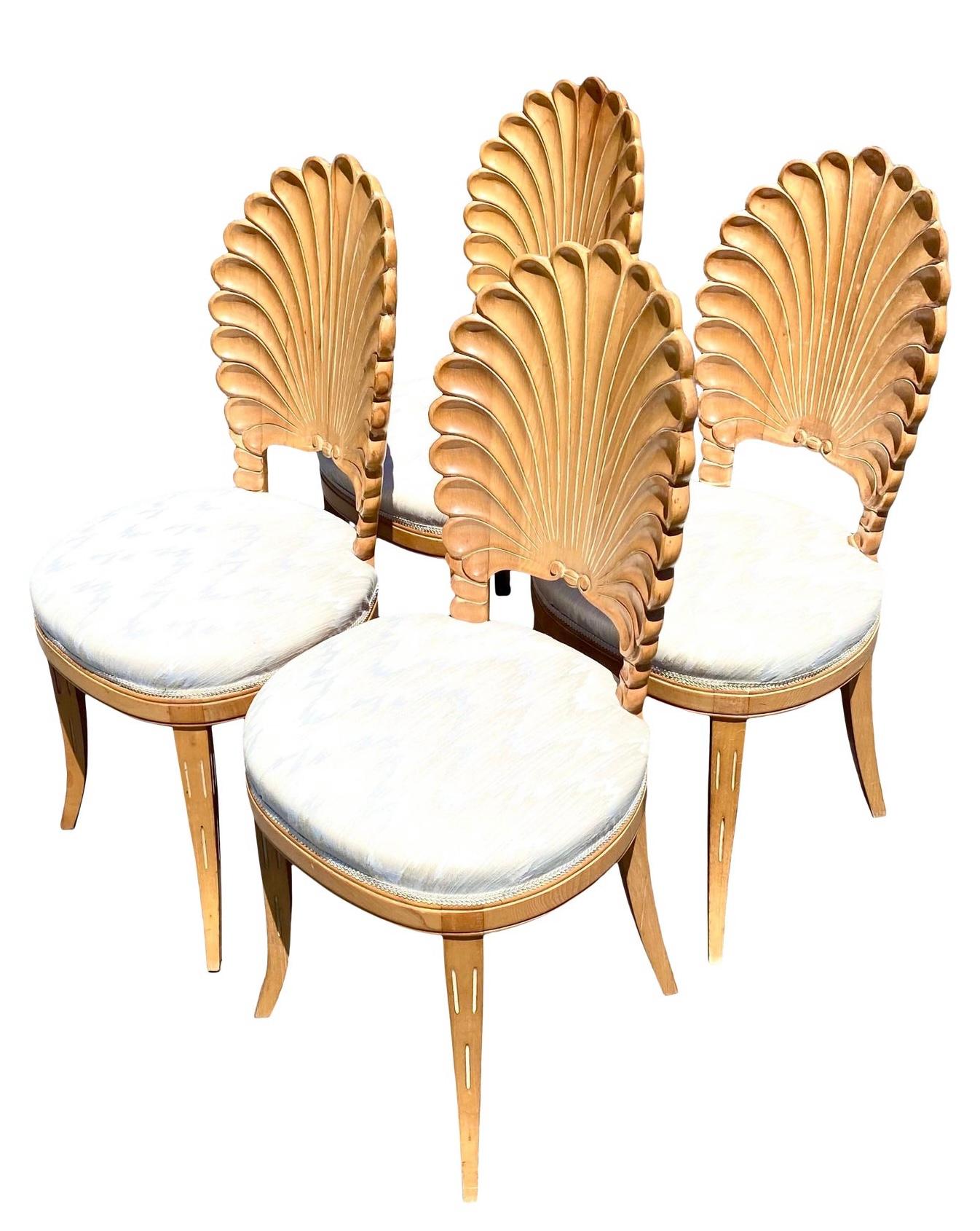 Vintage Coastal Cerused Grotto Dining Chairs. Set Of 4 4