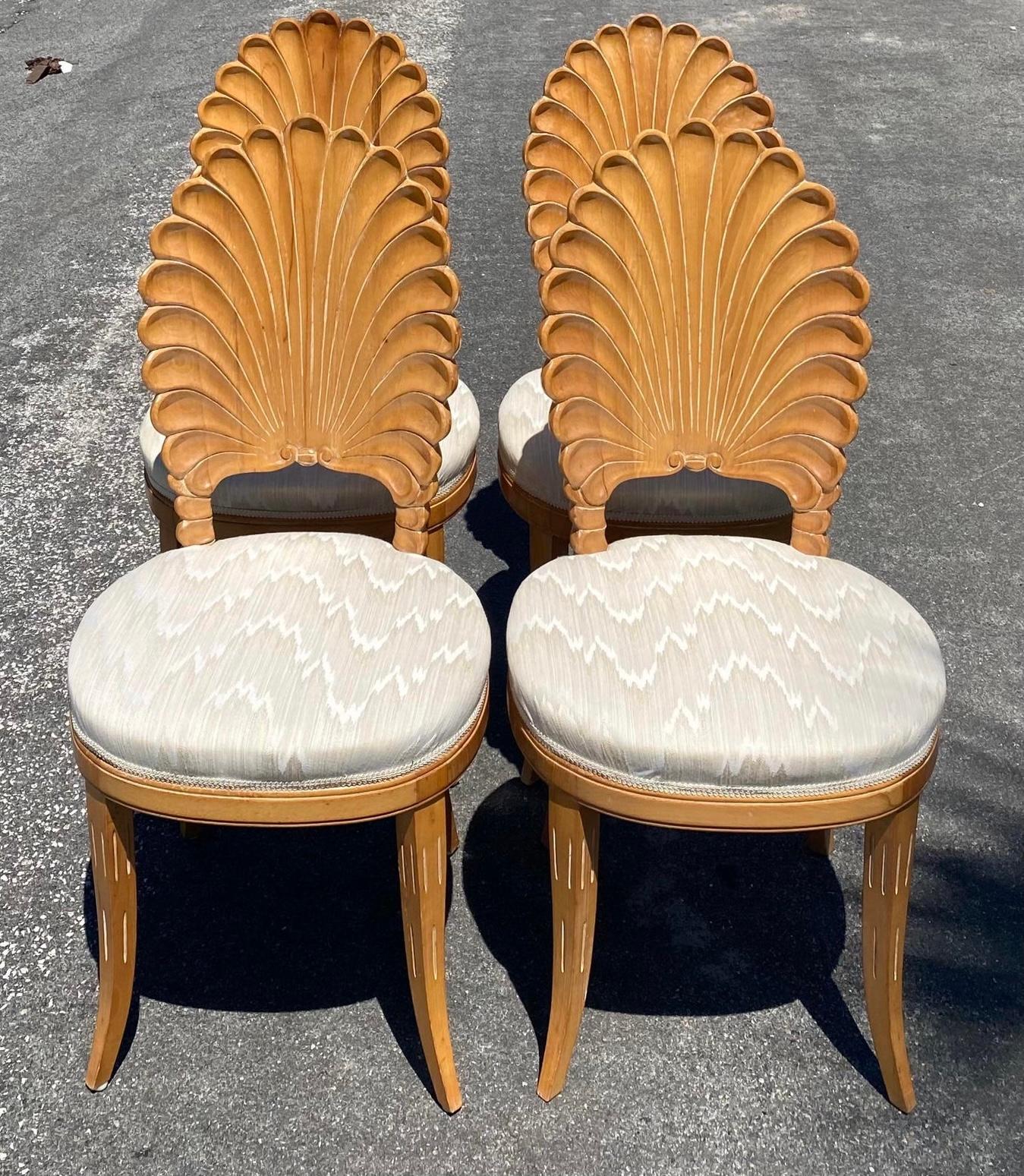 Vintage Coastal Cerused Grotto Dining Chairs. Set Of 4 1