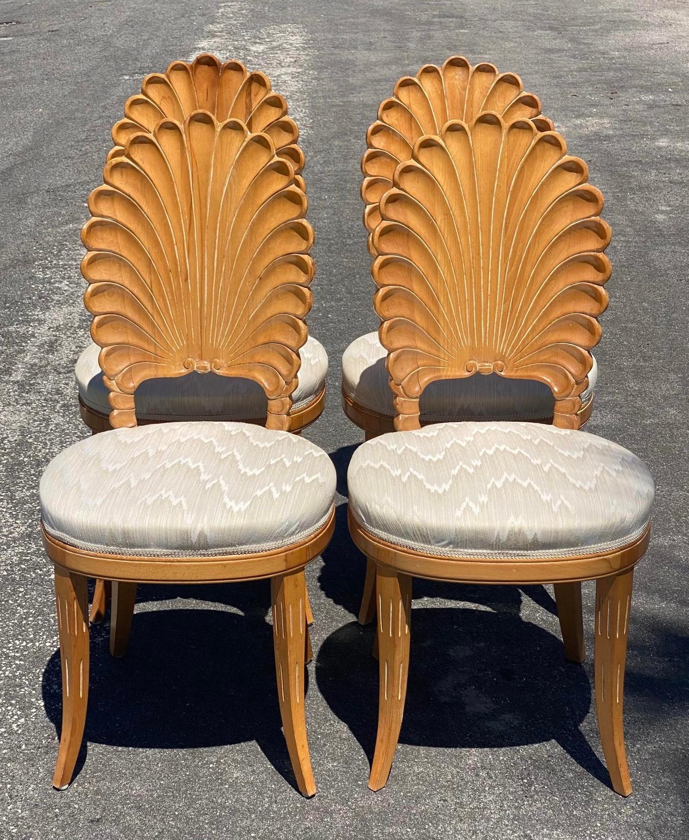 Vintage Coastal Cerused Grotto Dining Chairs. Set Of 4 2
