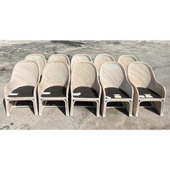 Vintage Coastal Cerused Henry Link Dining Chairs, Set of 10