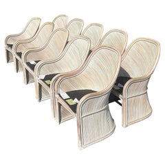 Chaises de salle à manger vintage Henry Link en céramique cérusée côtière, lot de 10