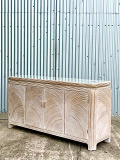 Vintage Coastal Cerused Pencil Reed Credenza