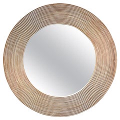 Vintage Coastal Cerused Pencil Reed Round Mirror