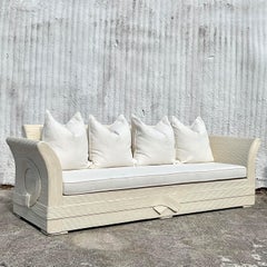 Vintage Coastal Cerused Pencil Reed Sofa