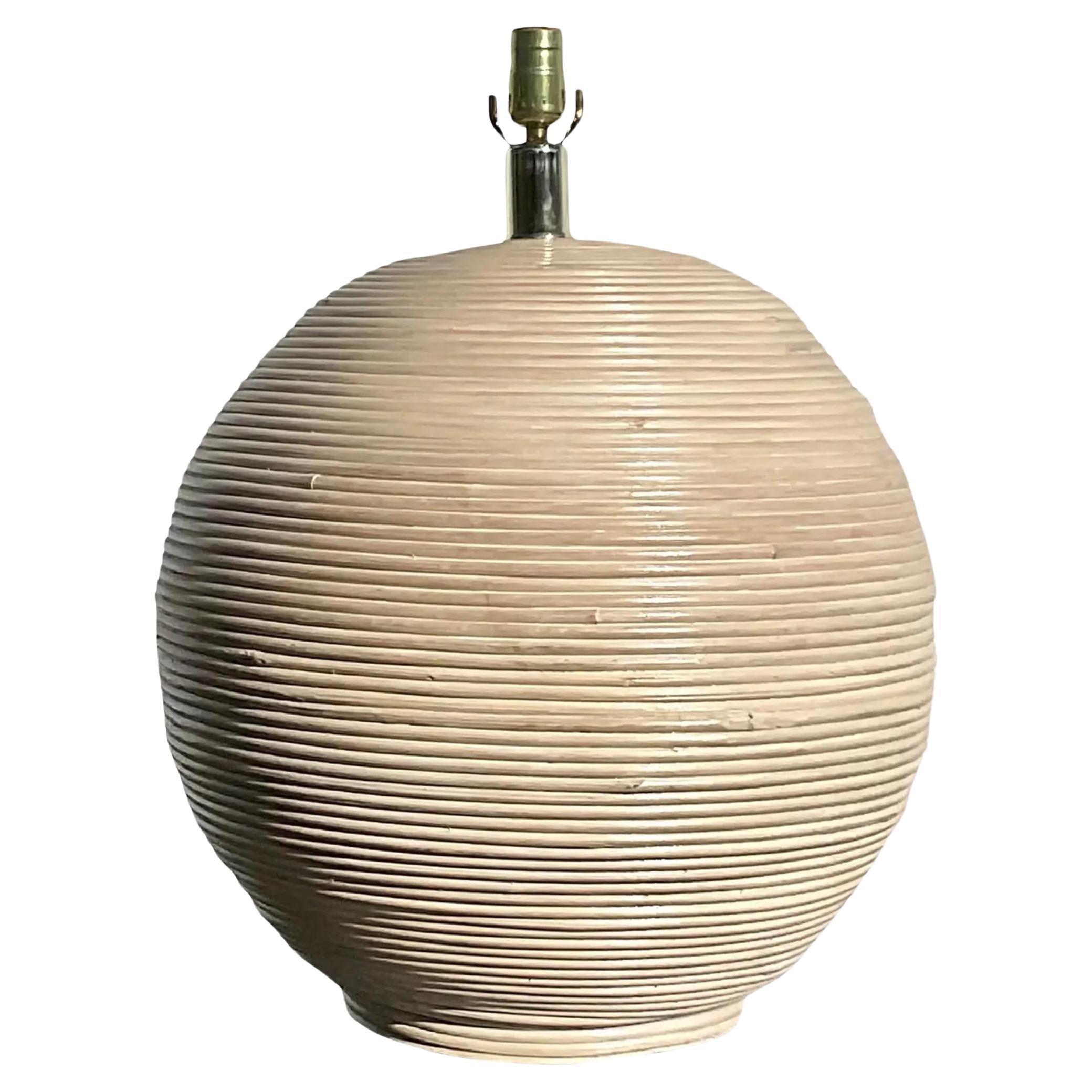 Vintage Coastal Pencil Reed Lamps - a Pair For Sale at 1stDibs