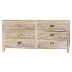 Retro Coastal Cerused Pencil Reed Waterfall Dresser