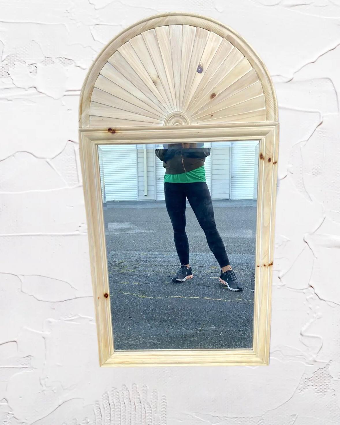Vintage Coastal Cerused Pine Arched Mirror For Sale 3