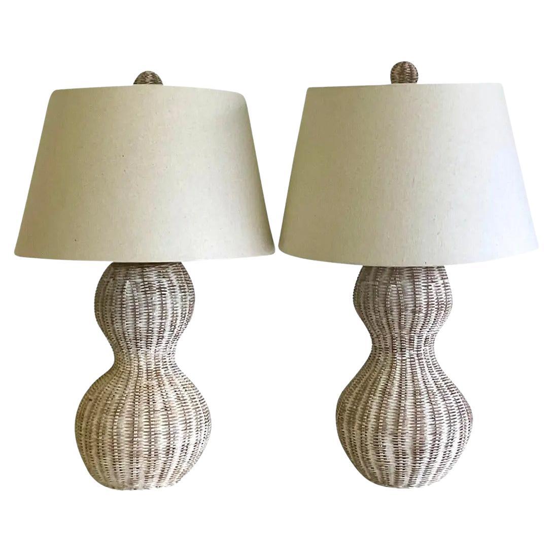Pair of Woven Rattan Basket Table Lamps at 1stDibs wicker basket