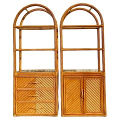 Etagère voûtée en rotin Chevron Vintage Coastal - une paire