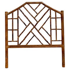 Vintage Coastal Chinese Chippendale Rattan Headbord