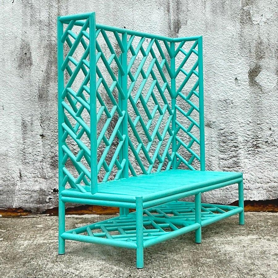 Rattan Divano in rattan Chippendale cinese d'epoca in vendita