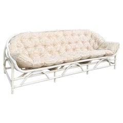 Vintage Coastal Clark Casual Bent Rattan Tufted Sofa