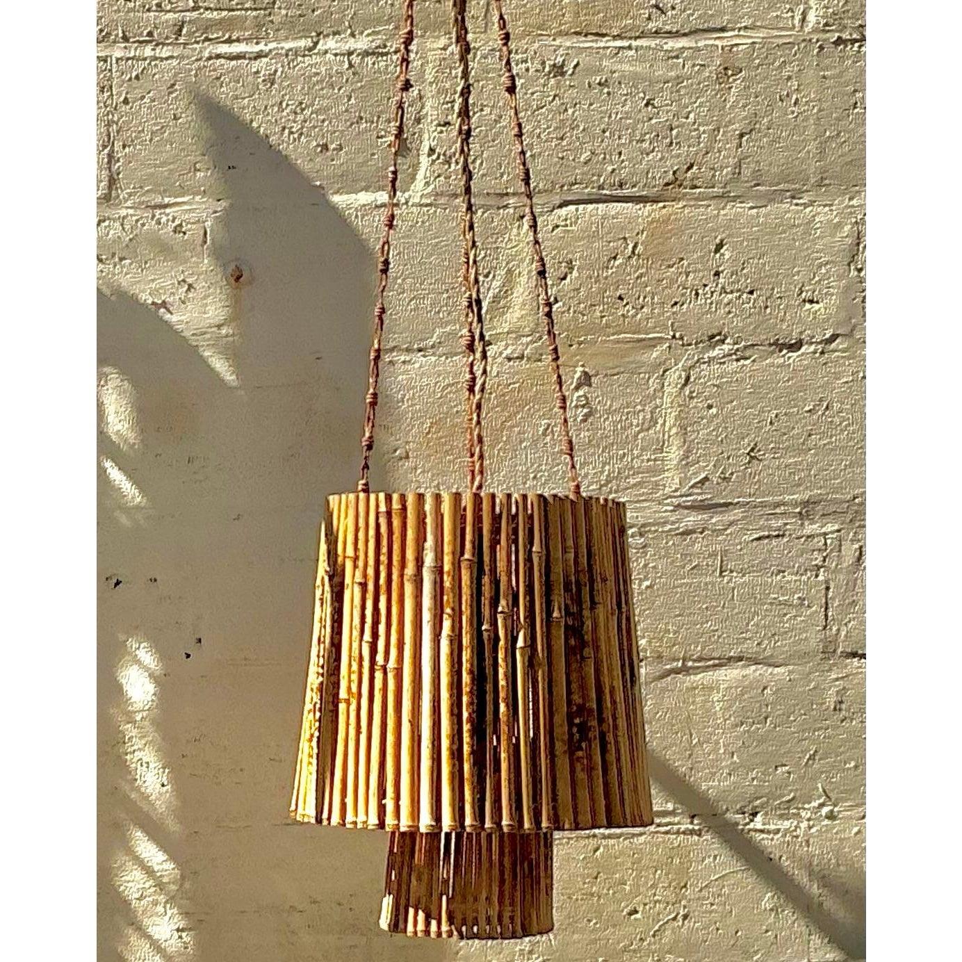 Vintage Coastal Coastal Bamboo Pendant For Sale 4