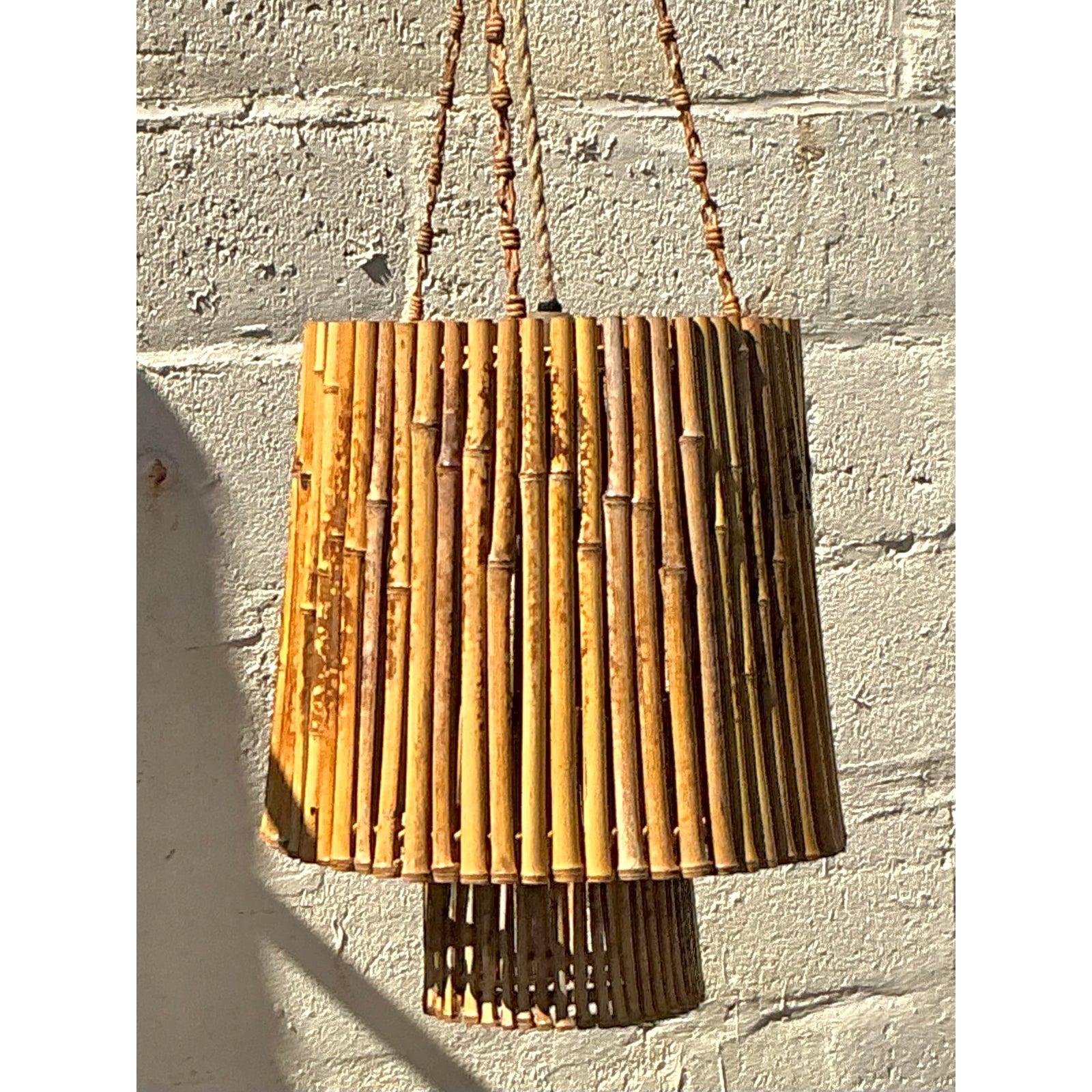 Vintage Coastal Coastal Bamboo Pendant For Sale 5