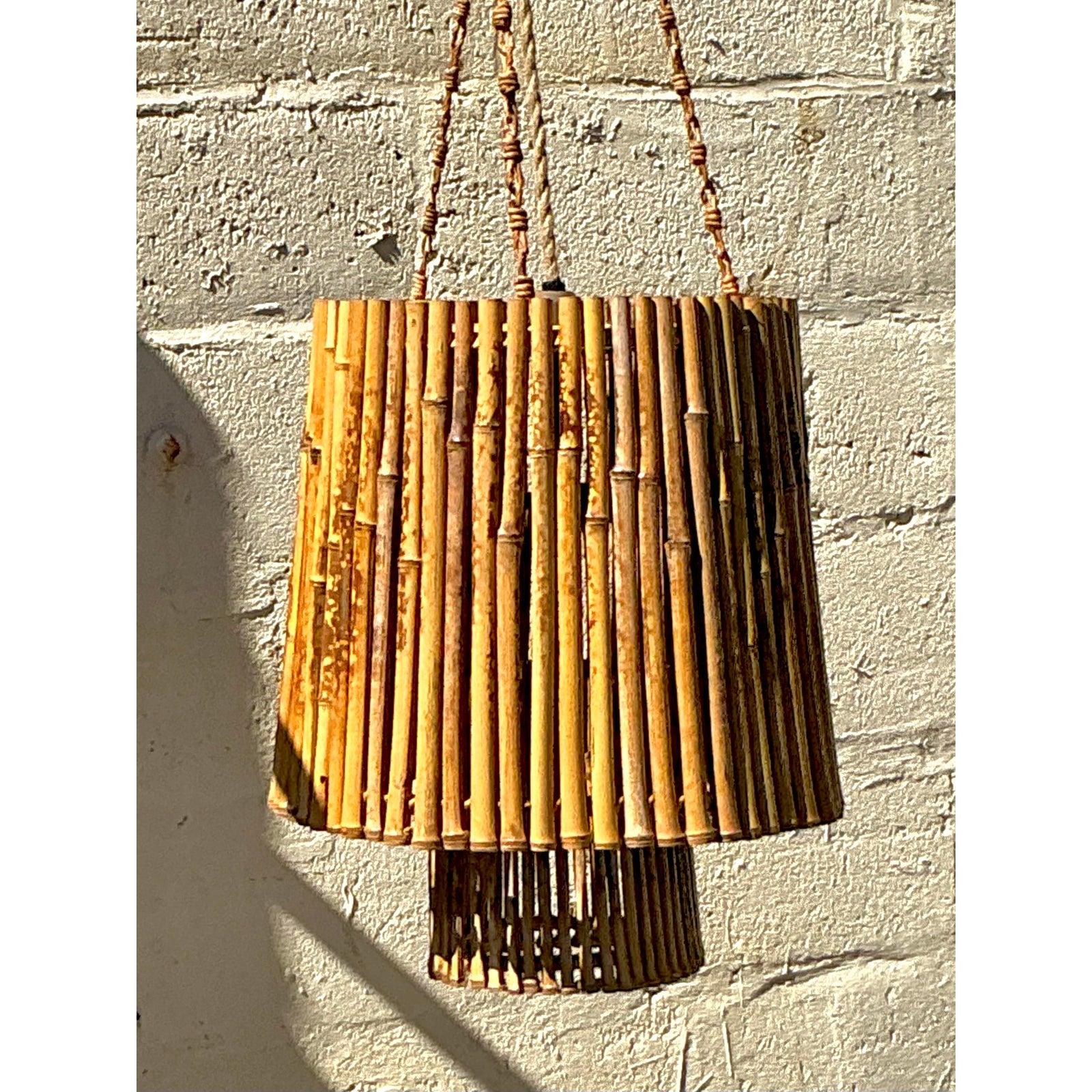Vintage Coastal Coastal Bamboo Pendant In Good Condition For Sale In west palm beach, FL