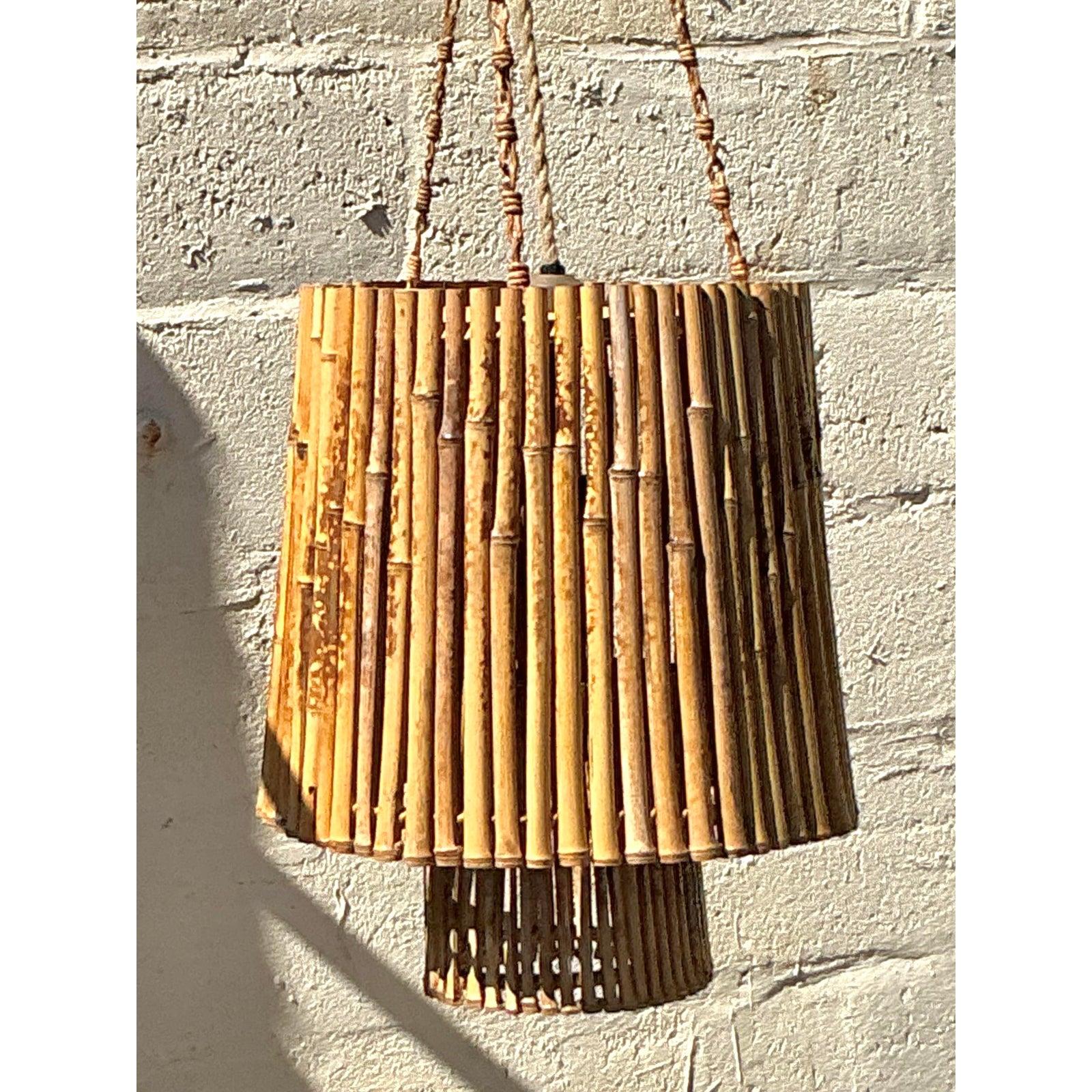 Vintage Coastal Coastal Bamboo Pendant For Sale 1