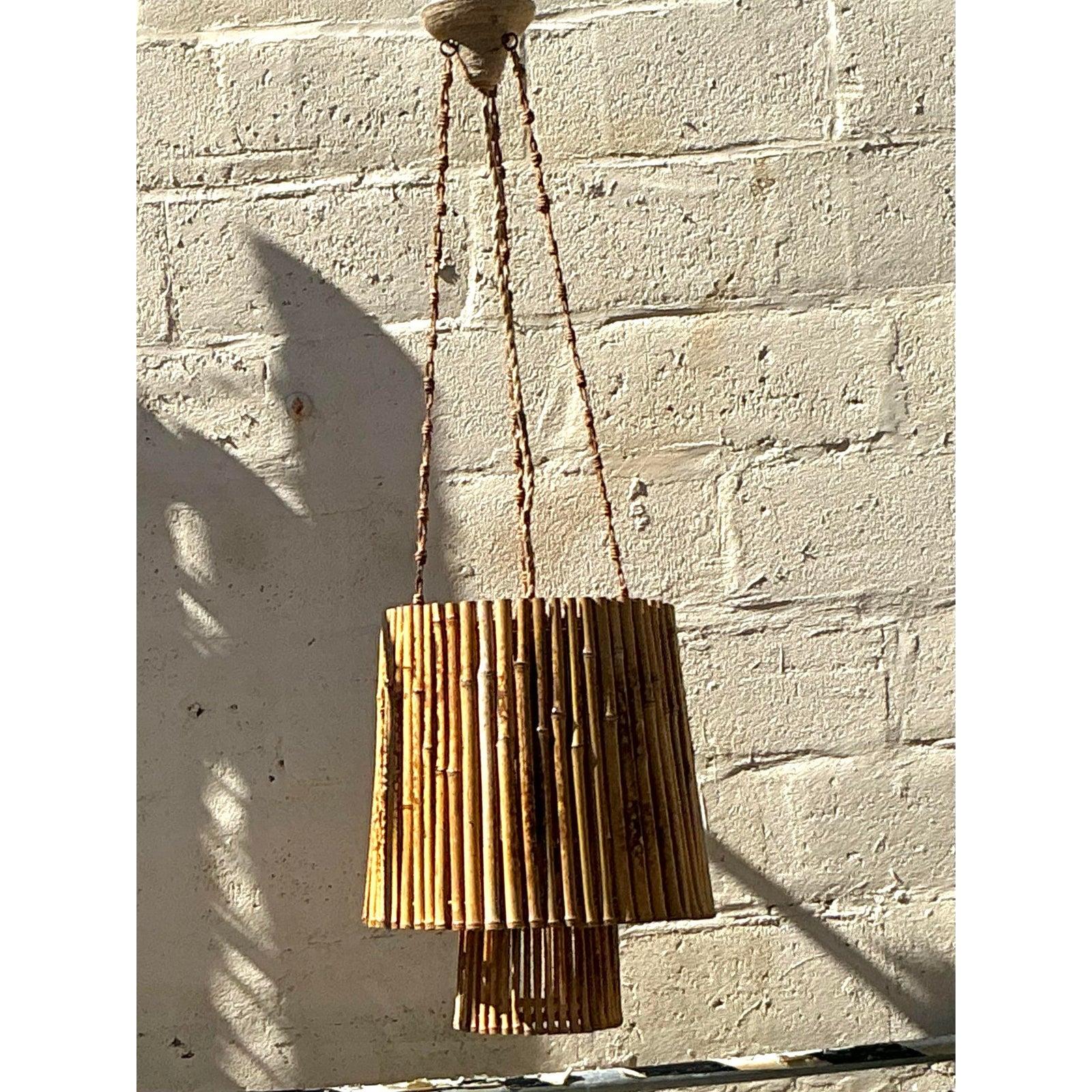 Vintage Coastal Coastal Bamboo Pendant For Sale 2