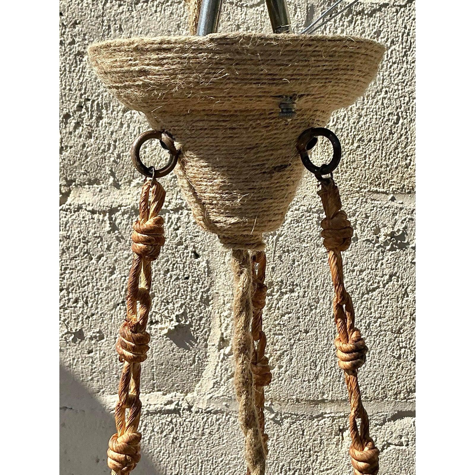 Vintage Coastal Coastal Bamboo Pendant For Sale 3