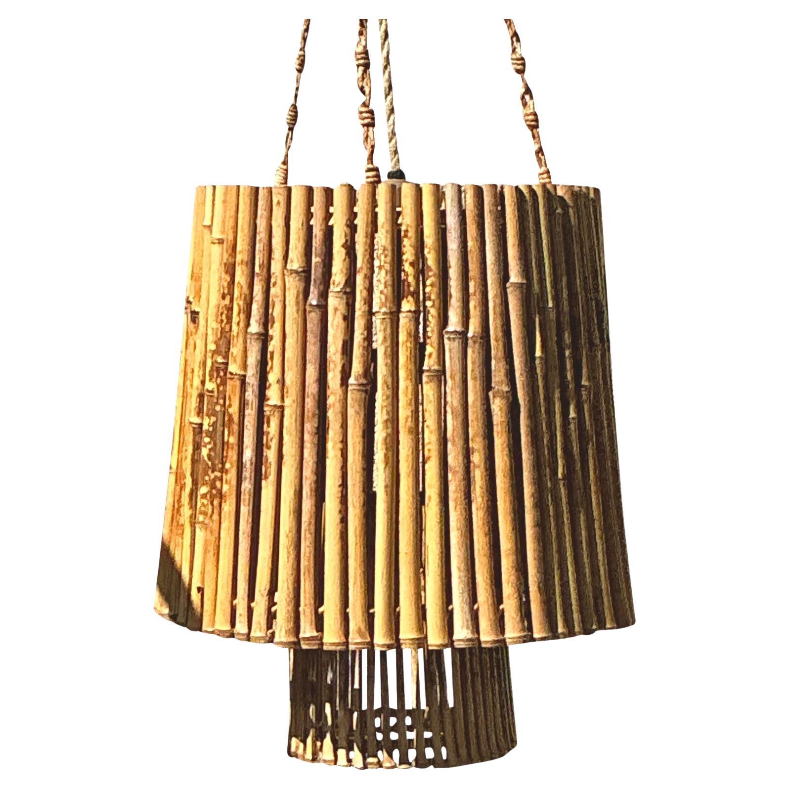 Vintage Coastal Coastal Bamboo Pendant For Sale