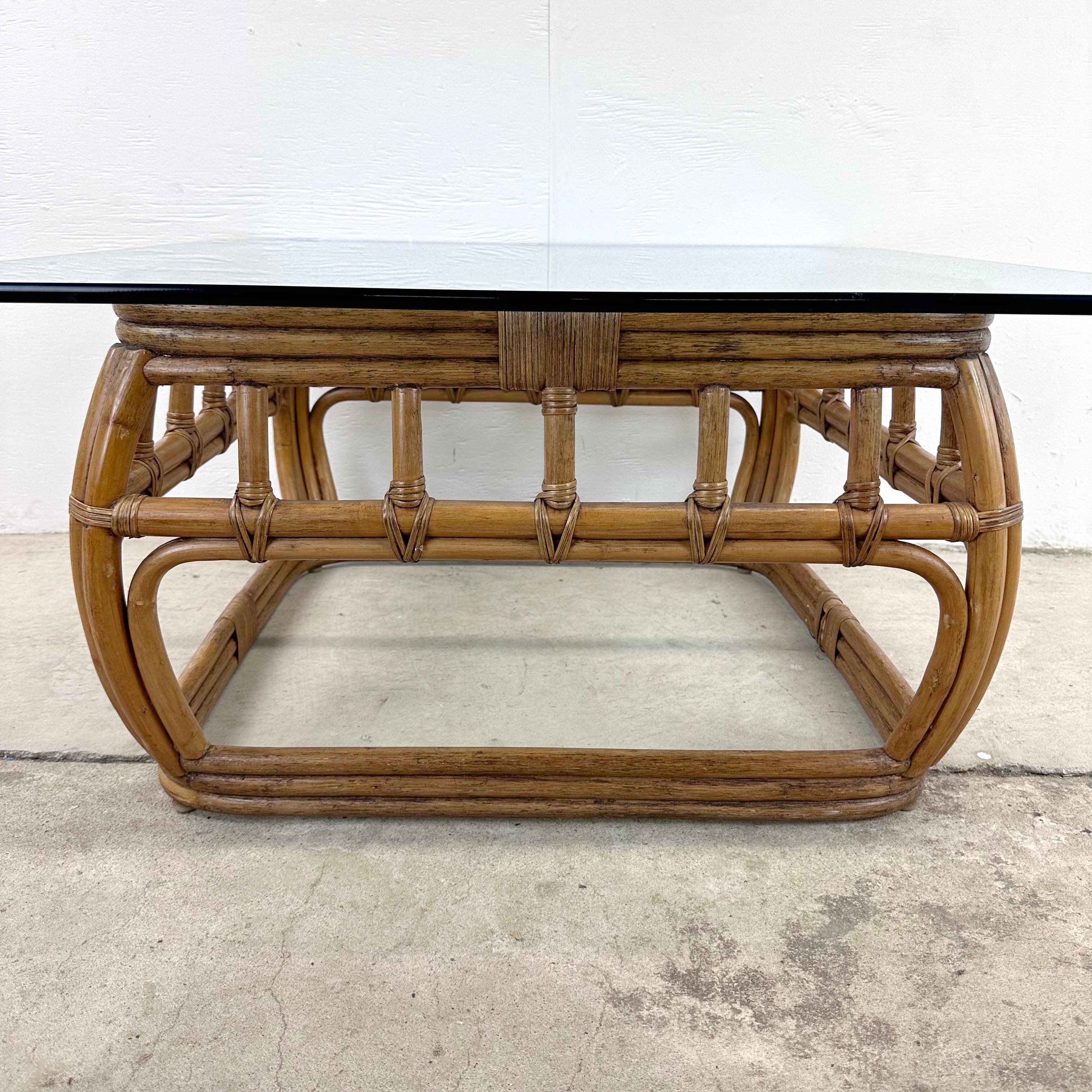 Bohemian Vintage Coastal Coffee Table by Ficks Reed For Sale
