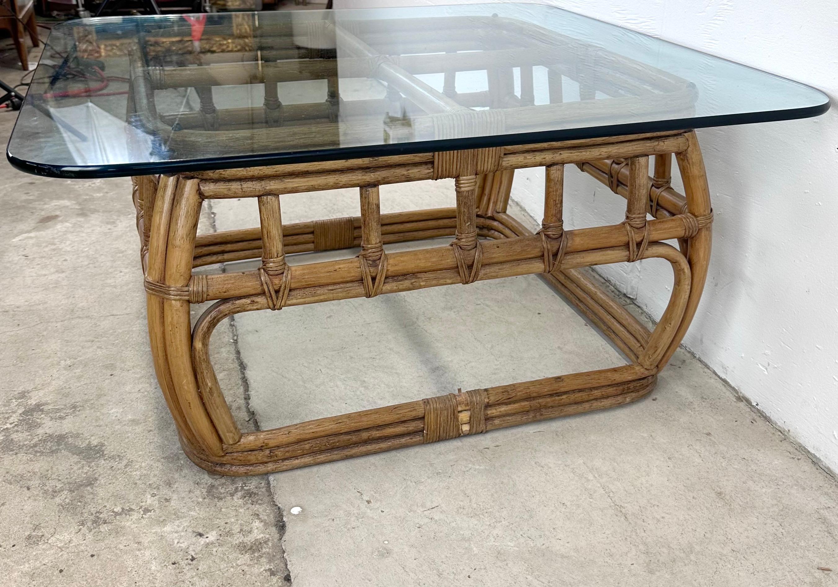 American Vintage Coastal Coffee Table by Ficks Reed For Sale