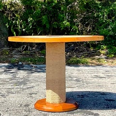 Vintage Coastal Coiled Jute-Sockeltisch mit Untergestell