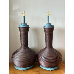 Vintage Coastal Coiled Pencil Reed - A Pair