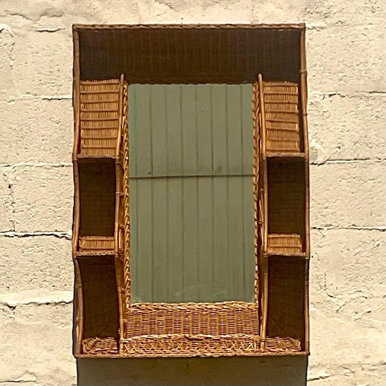 Vintage Coastal Collector’s Wall Mirror In Good Condition For Sale In west palm beach, FL