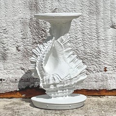 Vintage Coastal Conch Shell Pedestal