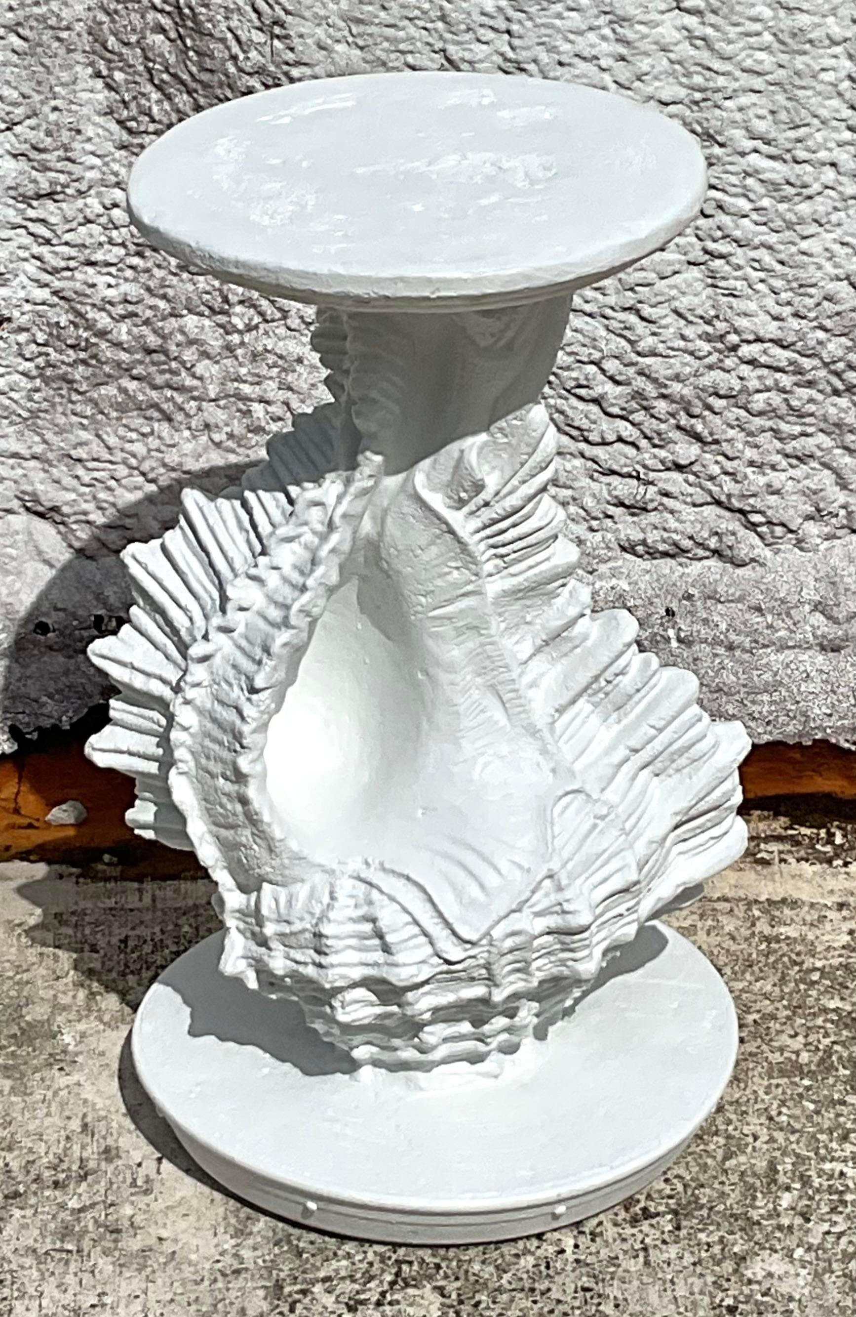 American Vintage Coastal Conch Shell Pedestal For Sale