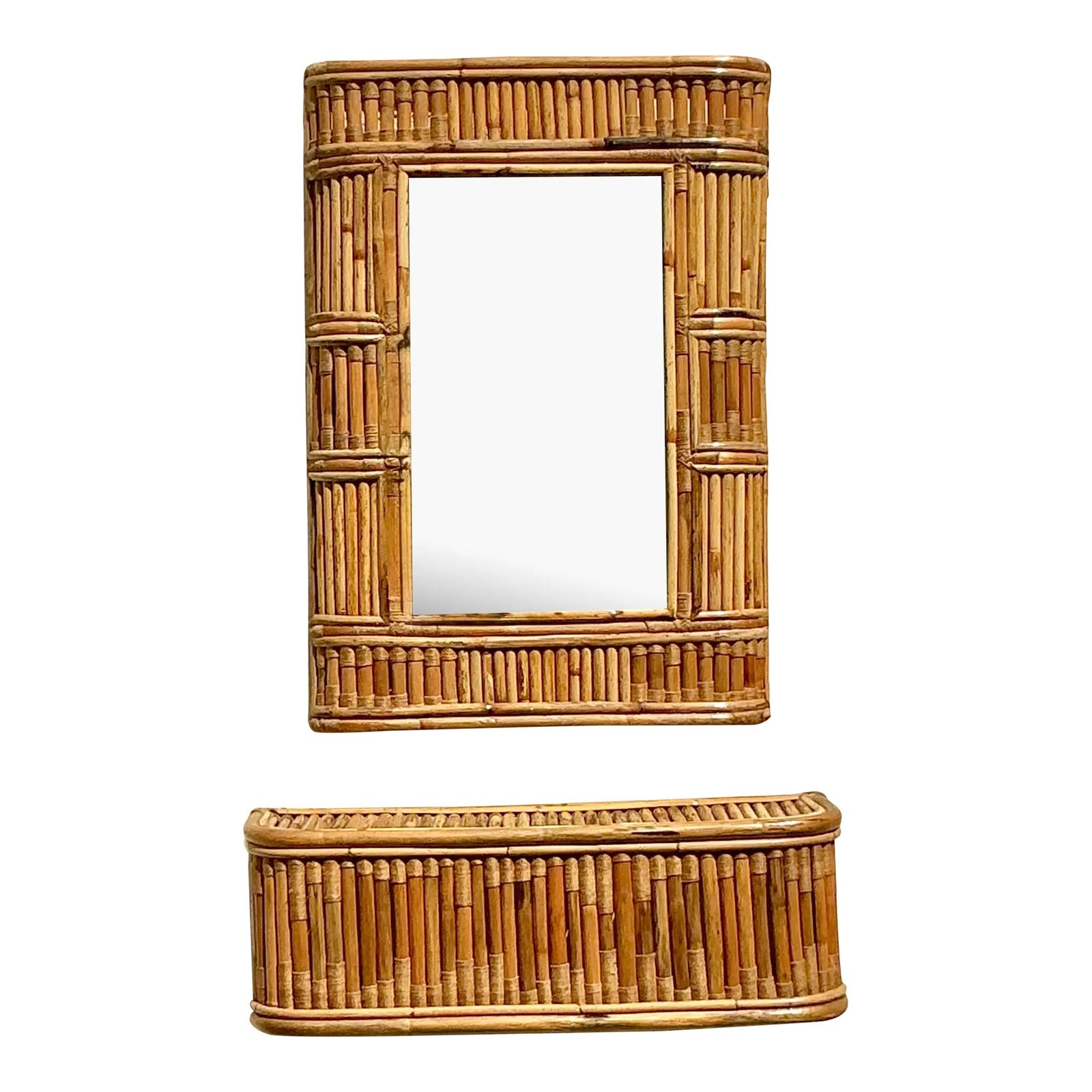 Vintage Coastal Console Mirror and Table Set For Sale