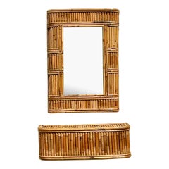 Vintage Coastal Console Mirror and Table Set