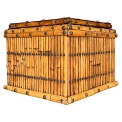 Vintage Coastal Copper Lined Bamboo Planter