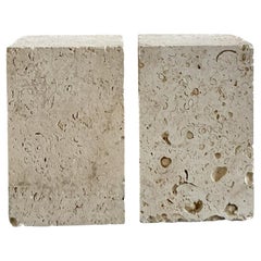 Vintage Coastal Coquina Block Dining Table Pedestal - Set of 2