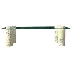 Coastal Coquina Zylinder-Couchtisch im Vintage-Stil