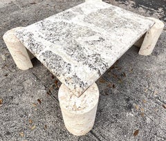 Vintage Coastal Coquina Stone Coffee Table