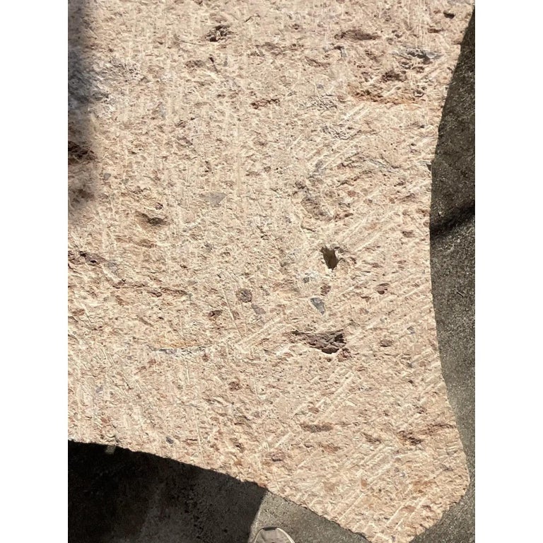 Vintage Coastal Coquina Stone Column Dining Table Pedestals, a Pair For