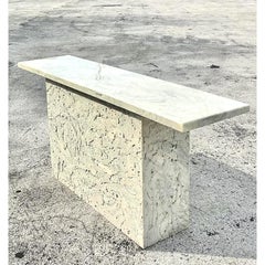 Vintage Coastal Coquina Stone Console Table