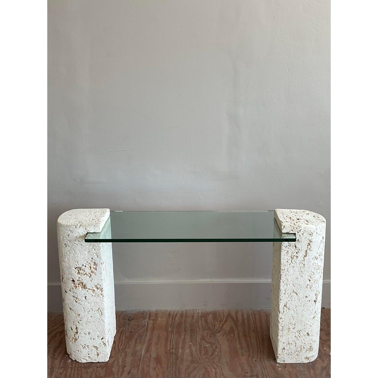 Vintage Coastal Coquina Stone Console Table For Sale 2