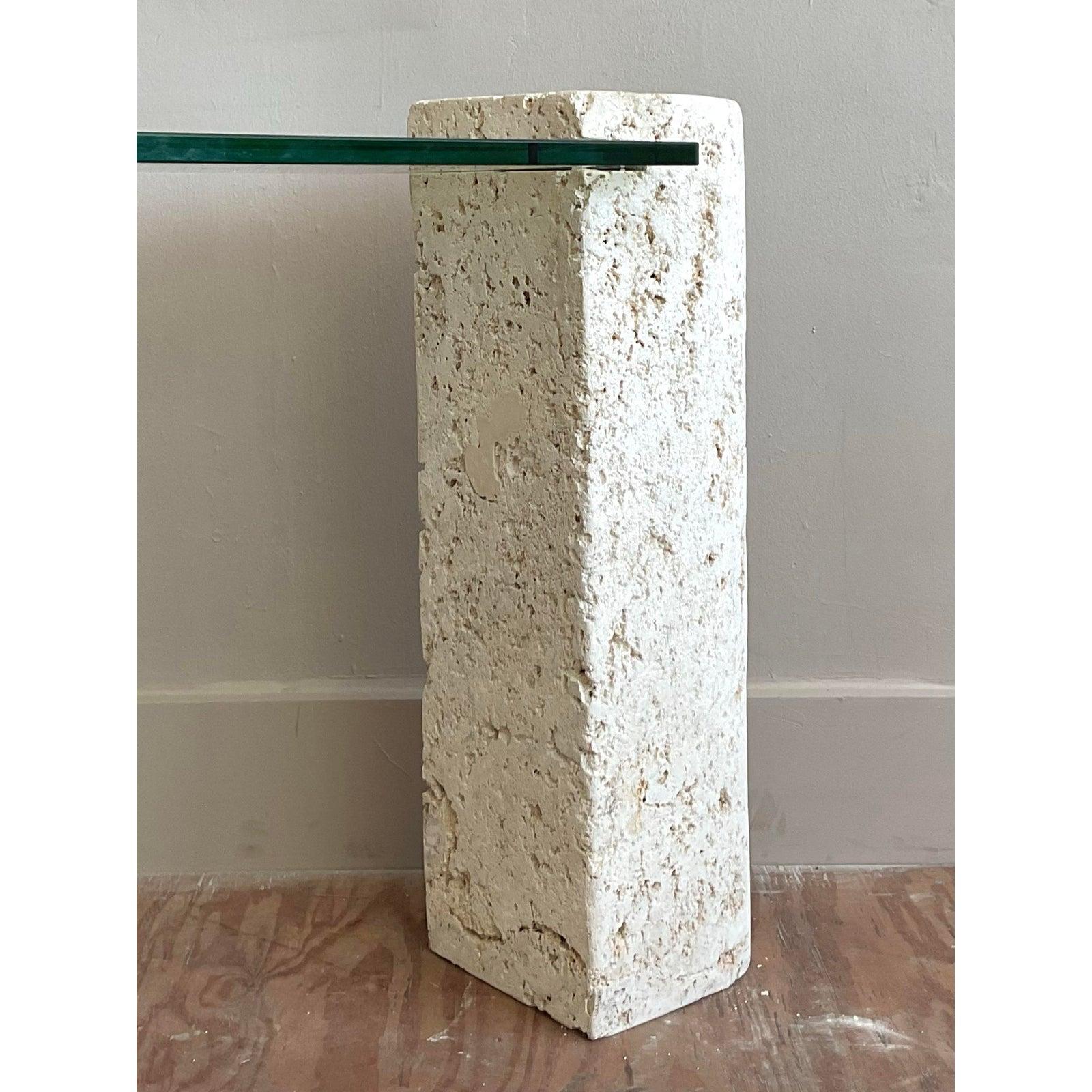 Vintage Coastal Coquina Stone Console Table For Sale 3