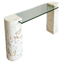 Vintage Coastal Coquina Stone Console Table