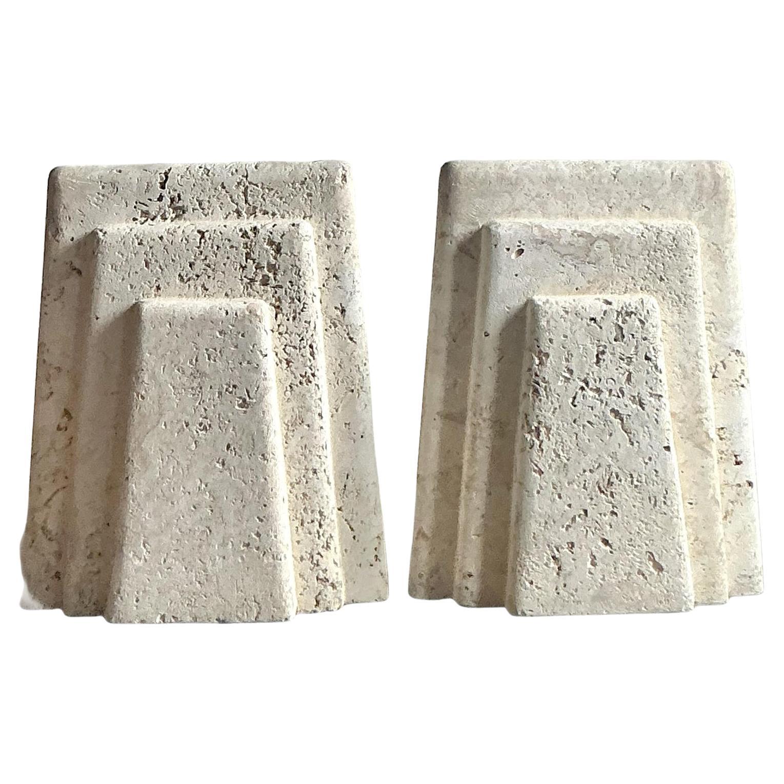 Piedistalli per tavolo da pranzo in pietra coquina vintage - Set di 2 in vendita
