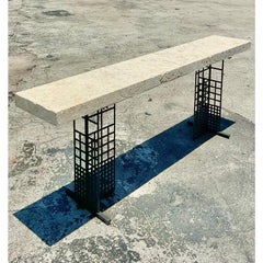 Vintage Coastal Coquina Stone Mackintosh Style Console Table