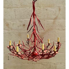 Vintage Coastal Coral Branch Chandelier