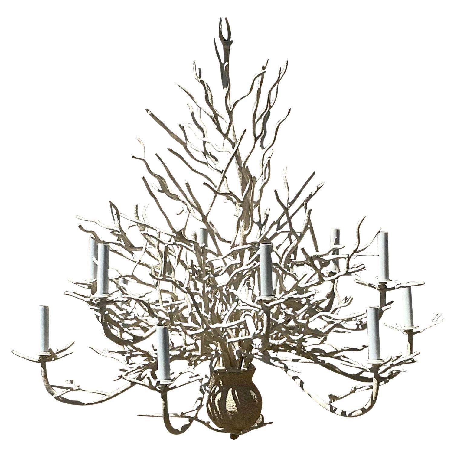 Vintage Coastal Coral Branch Kronleuchter